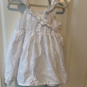 White Sleeveless Dress with Lace Trim